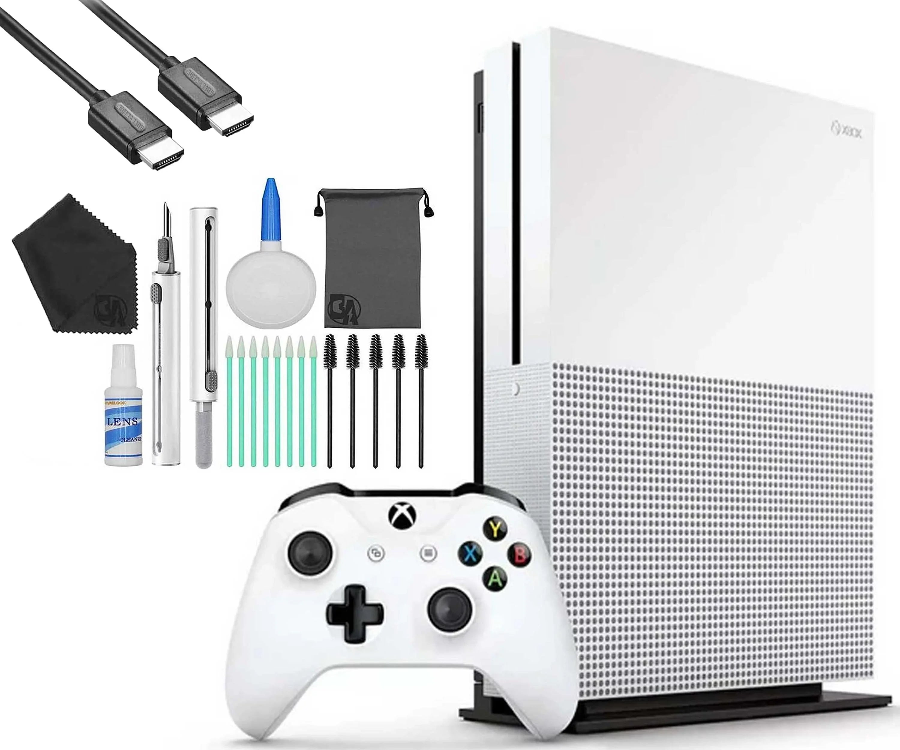 Xbox OneS White 1TB Microsoft with HDMI Console Gaming Cleaning Kit