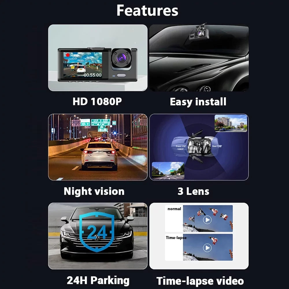 ammoon 3 Clear Dash for Safety Cam Camera WiFi, Video Auto Car Driving Recorder with