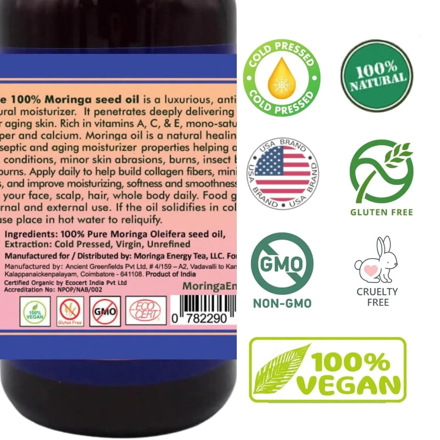 for Oil Moringa Oil 16.9 with Nutrients Life by Skin and Oil, (500ml) Pure 93 Seed Hair oz, Moringa Energy Moringa 16.9oz