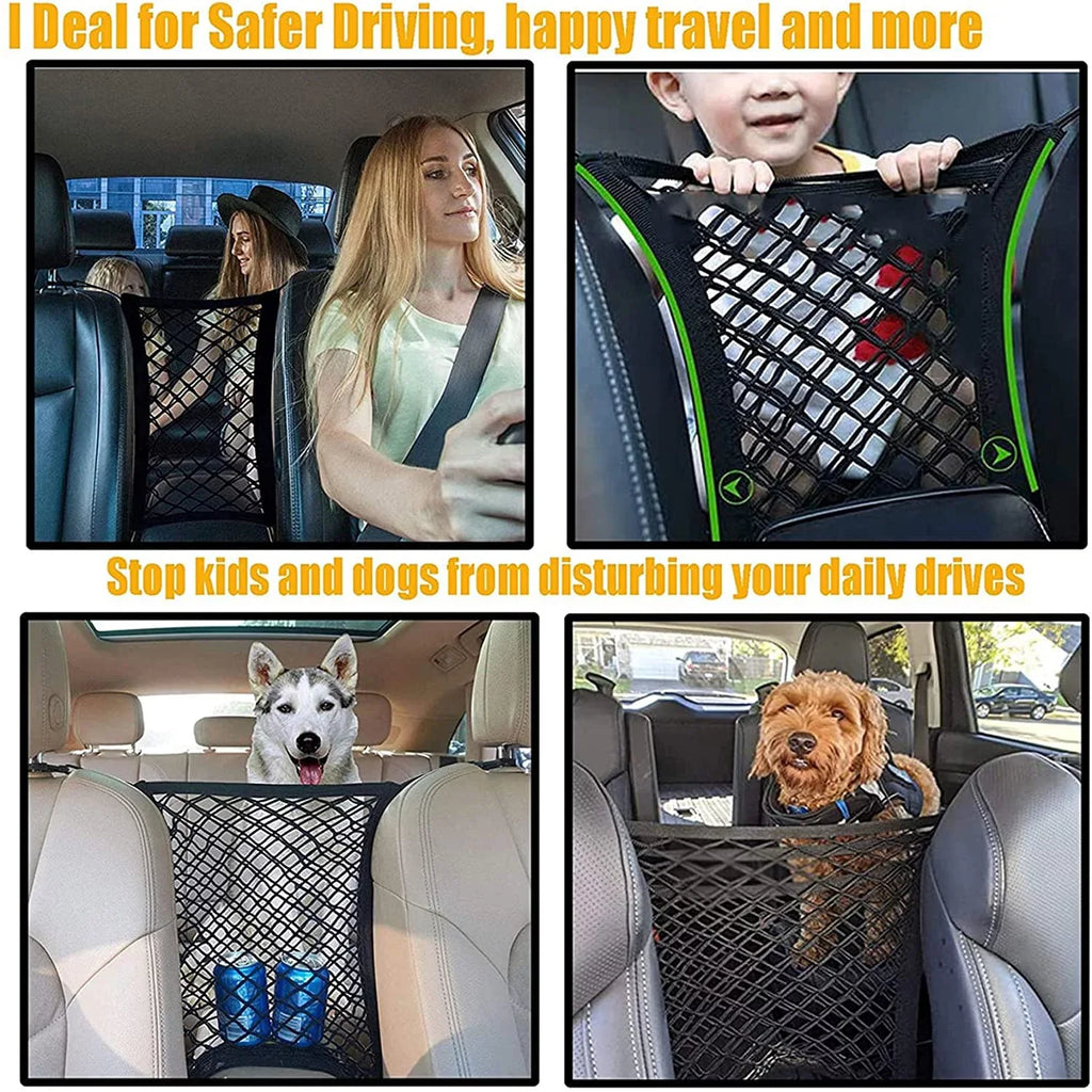 Baby Driving with & Storage Car -Easy Net Install, Car Universal Mesh for Safety Cars, Pet with Organizer Pets DYKESON Auto Barrier Dog for Bag SUVs Safely Children Stretchable Barrier Divider