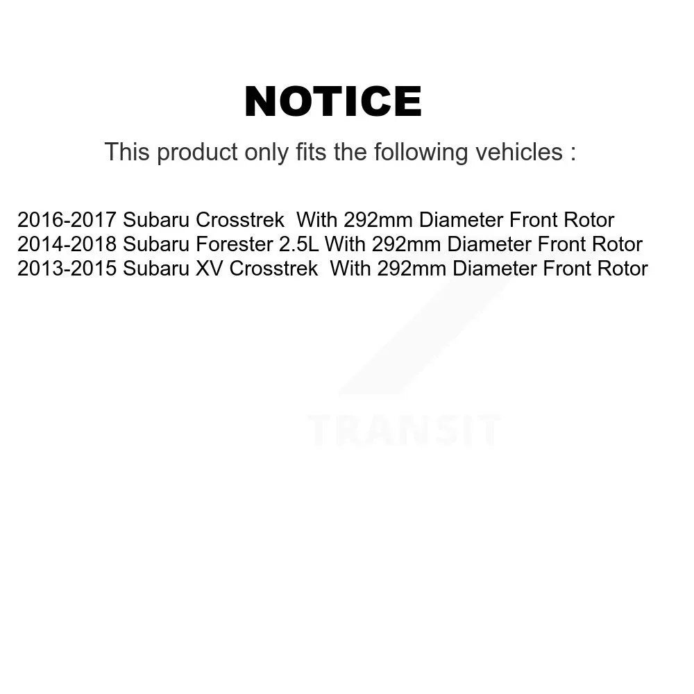 Rear Diameter XV Front Subaru Rotors And With K8C-100919 Transit Ceramic Rotor Kit Auto Brake Pads Crosstrek - Disc Forester 292mm For