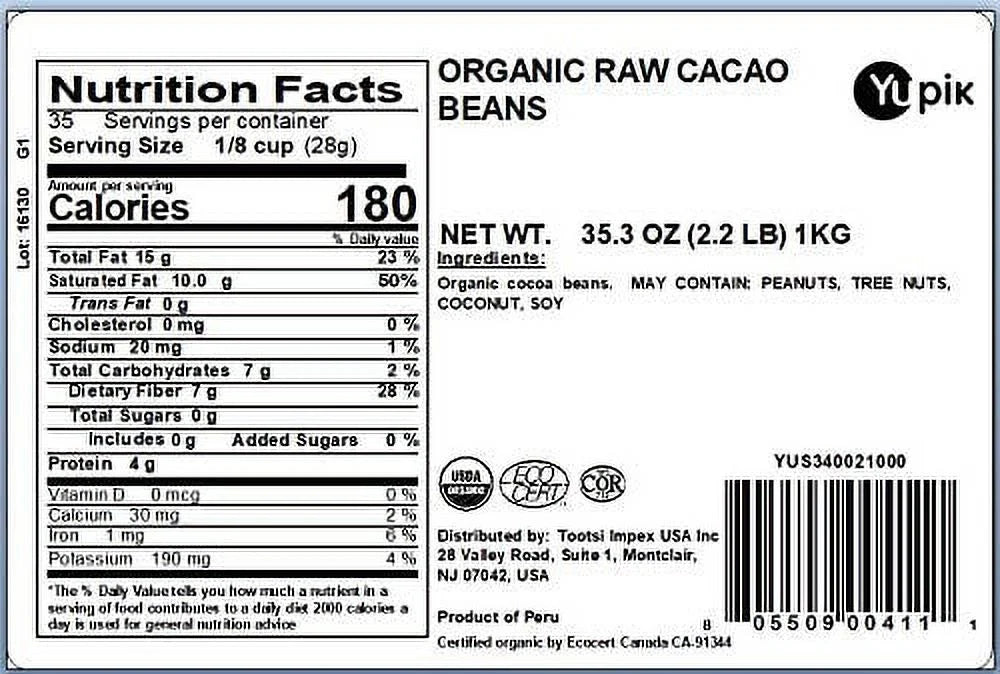 Beans, Organic Raw 2.2lb Cacao Yupik