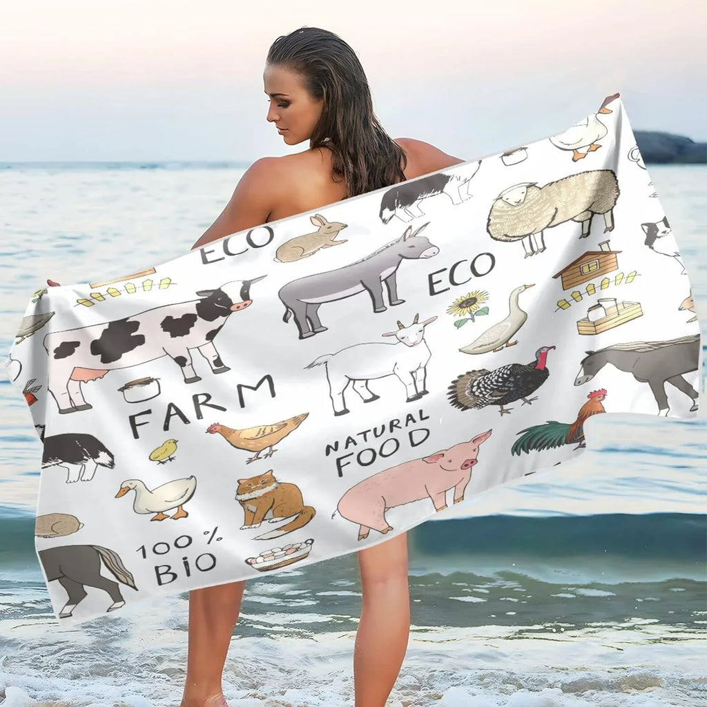 Free Farm Lightweight Towel Bath Bestwell Swim Towel, Quick Animals Thin Oversized 31”X71” Sand Towel Towel Cool Pool Beach Blanket, Yoga Microfiber Multipurpose Shower Dry