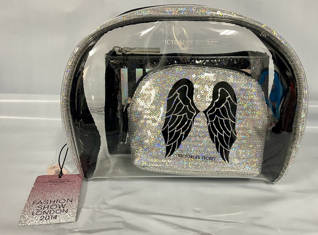Like Show London Sequin Piece Clear Bags 3 Live Limited and Cosmetic An Makeup Shimmer Victoria's Fashison Angel Secret Black Wings Edition