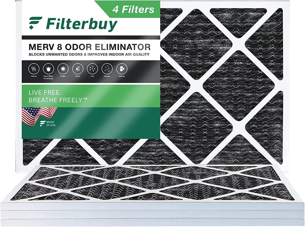 17x25x1 AC HVAC with Carbon Activated (4-Pack) 8 Filters Air Eliminator Odor Pleated Furnace Filterbuy MERV