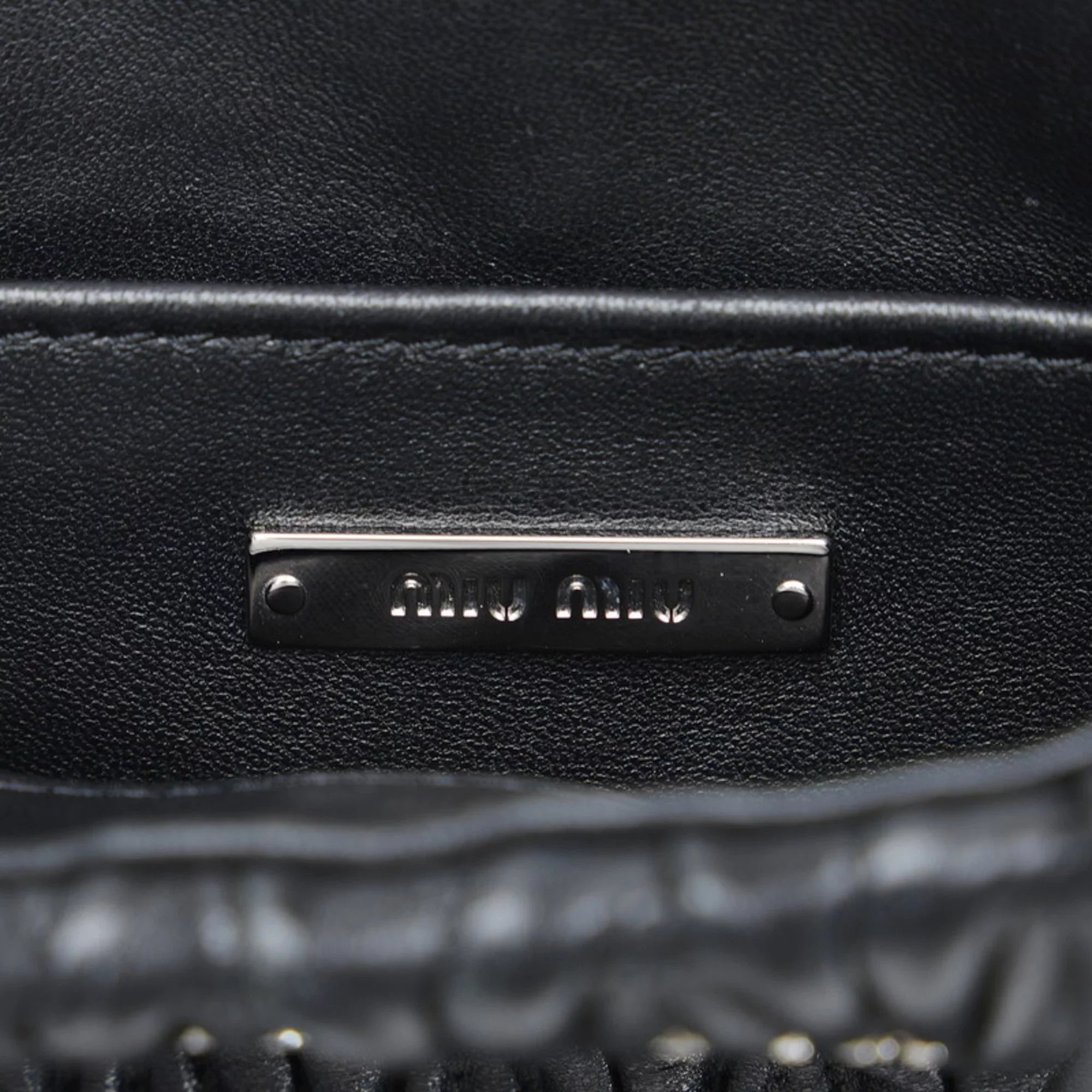 (Good) Miu Miu 5BA220 Leather Shoulder MIUMIU Materasse Black Pre-Owned Ladies Nappa Miu Bag Silver Crystal