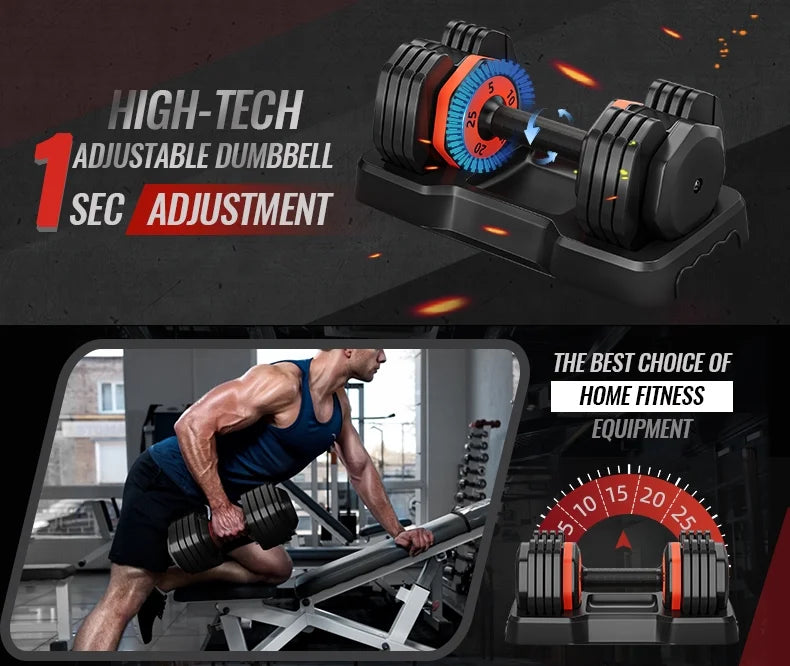 Workouts Body for Handle 5-in-1 Set - Full Adjustable Dumbbell Metal Home Gym 25lbs Anti-Slip