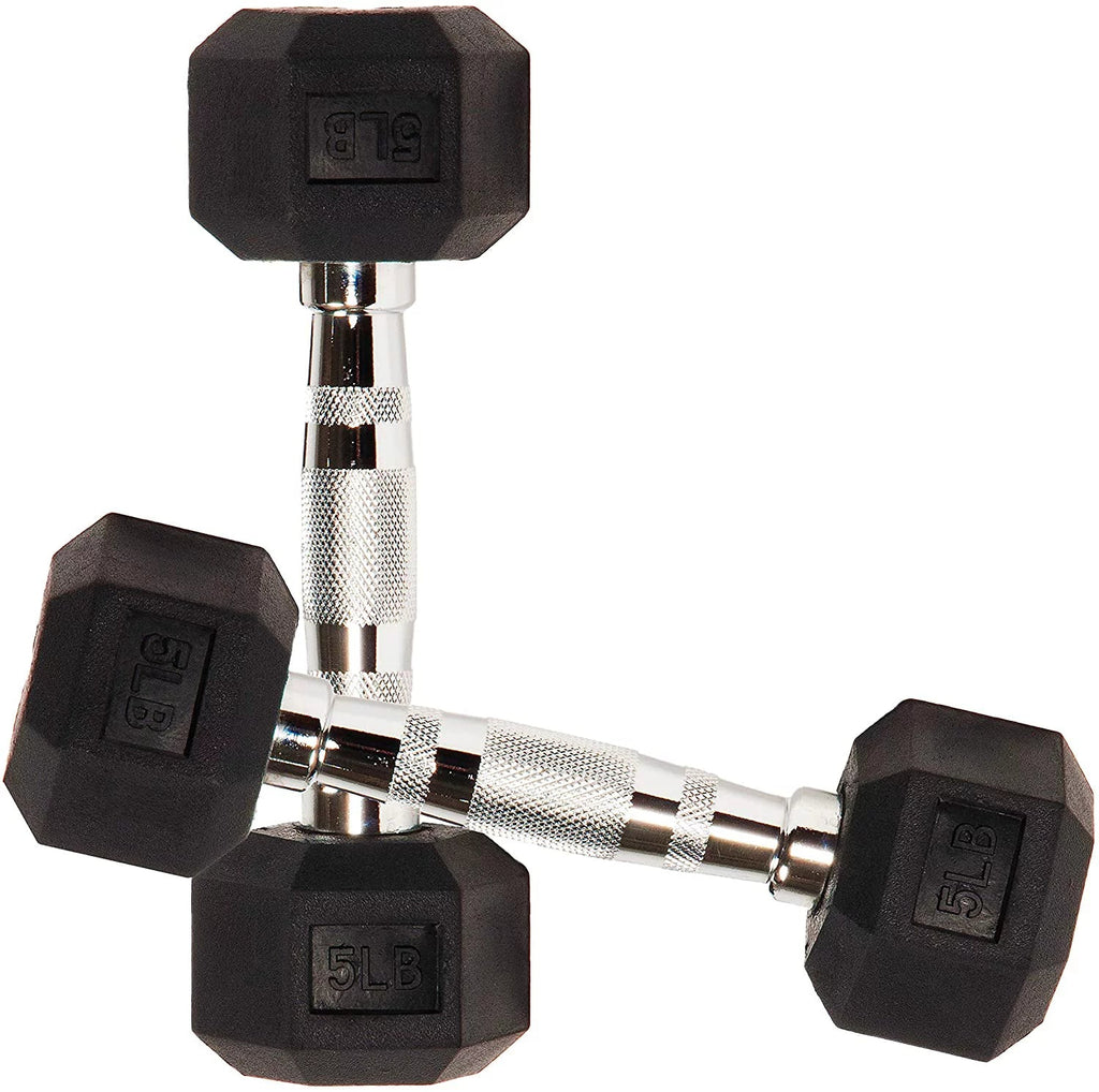 Dumbbell & Exercise Weights Men Fitness Pair) Gymnastics for (5 Dumbbells Hex Lb. Women & Power