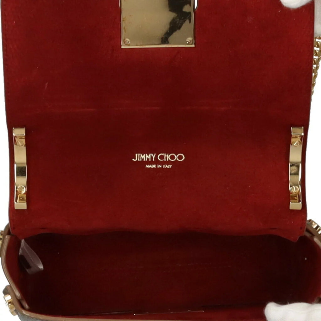 Shoulder Chain Women's Pre-Owned Bag Leather Gold Jimmy (Fair) Choo