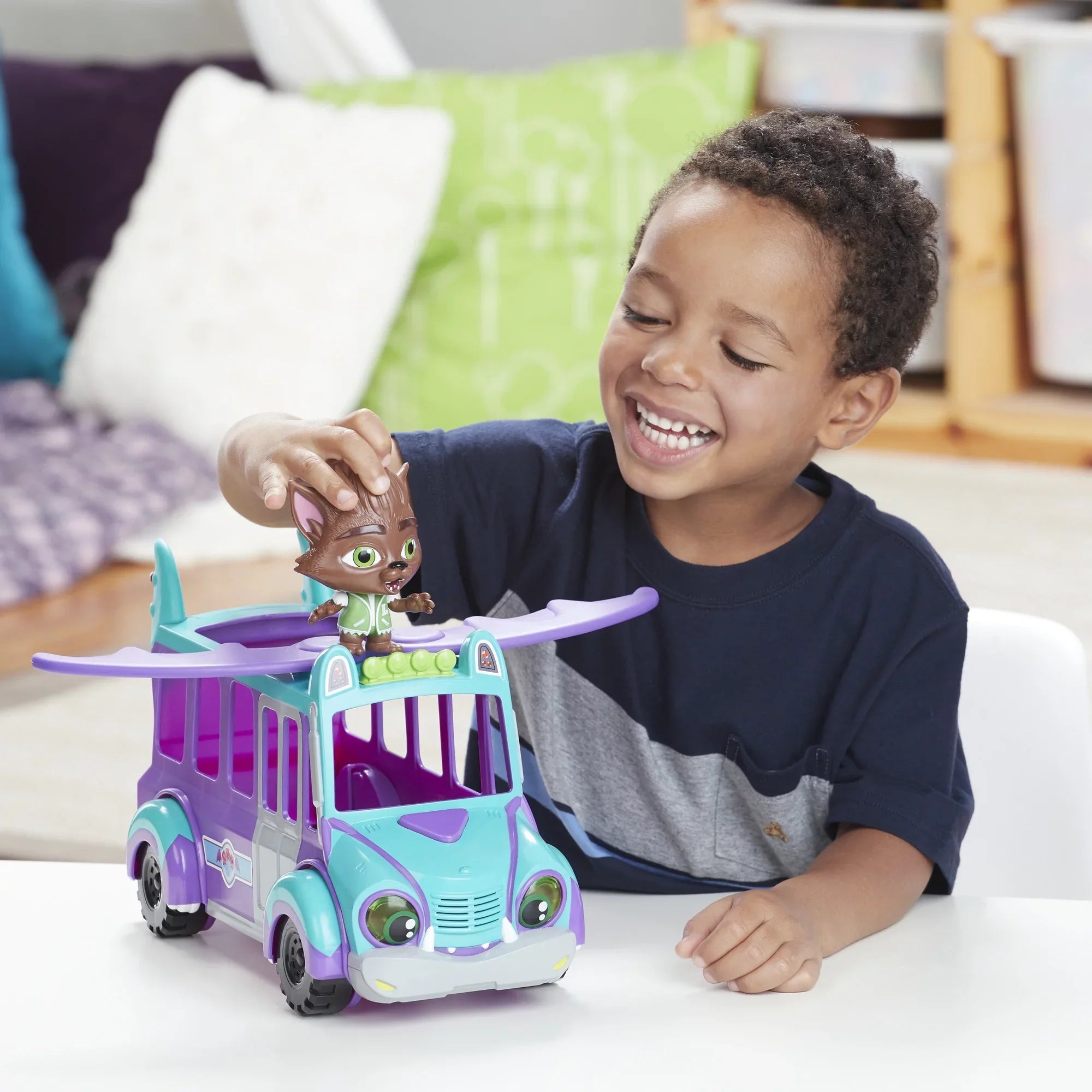 Lights, and Music 3 Super and Bus Toy Monster GrrBus Up Sounds, Ages Monsters Netflix with