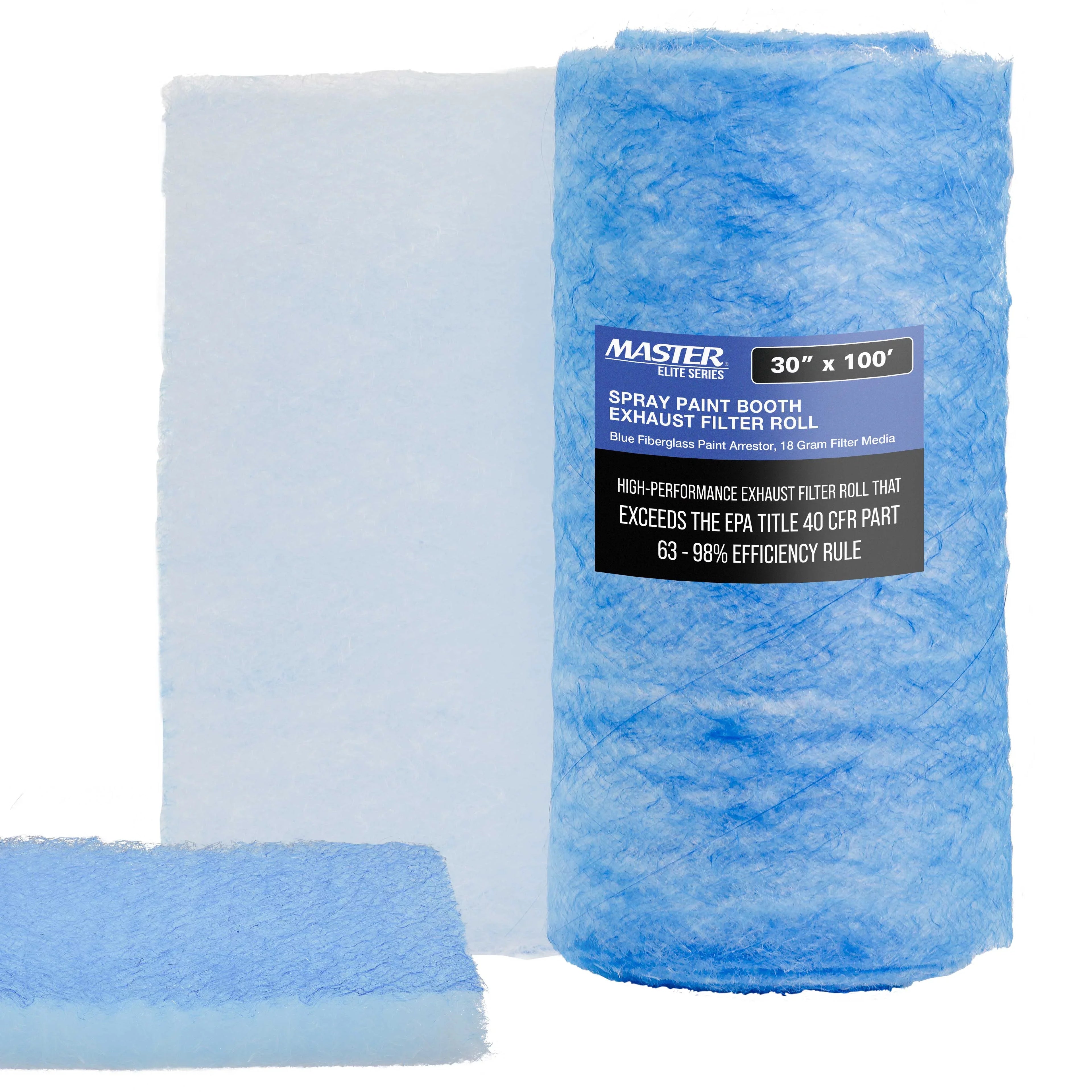 Roll, 18 Paint in 30" Exhaust Premium Particles - Overspray Booth Fiberglass Booths - Master Spray Autobody Heavy-Duty Filter Paint Gram Arrestor Refinish Paint Captures 100' x Auto Traps Elite