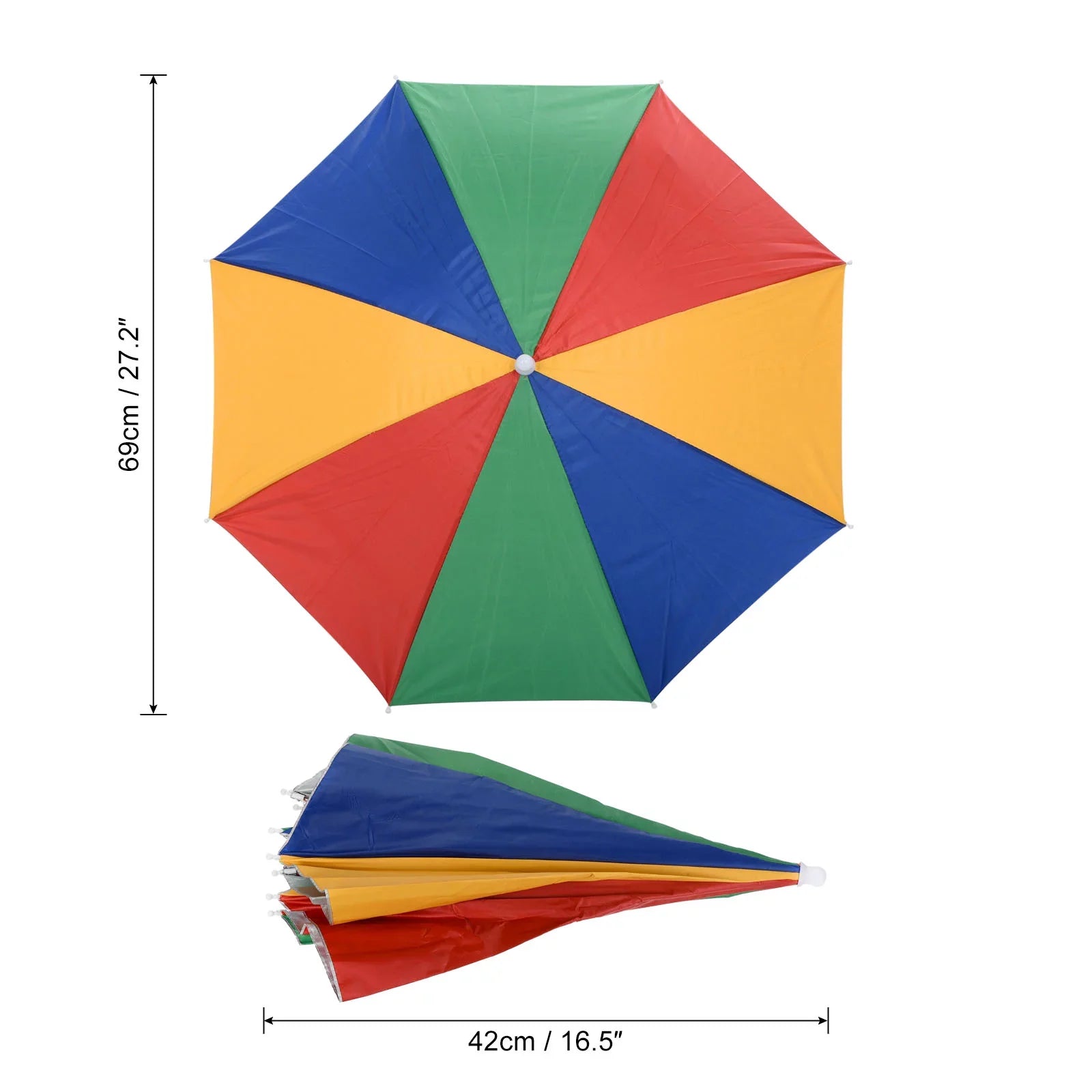 Oxford Fabric OD Single with Cap Hat, Rain Uxcell 27.2" Layer Umbrella Sun Multicolor Head Folding Strip, 3Pcs
