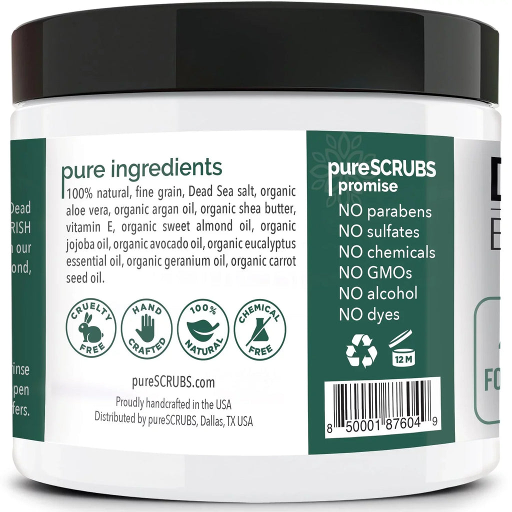 '+ Organic Essential Large Soap Pure FREE Loofah Premium Set Salt Oils SCRUB Mini Infused Wooden Spoon, Dead 16oz pureSCRUBS Bar Exfoliating Body Organic & Sea Nutrients EUCALYPTUS - Scrub & - BODY