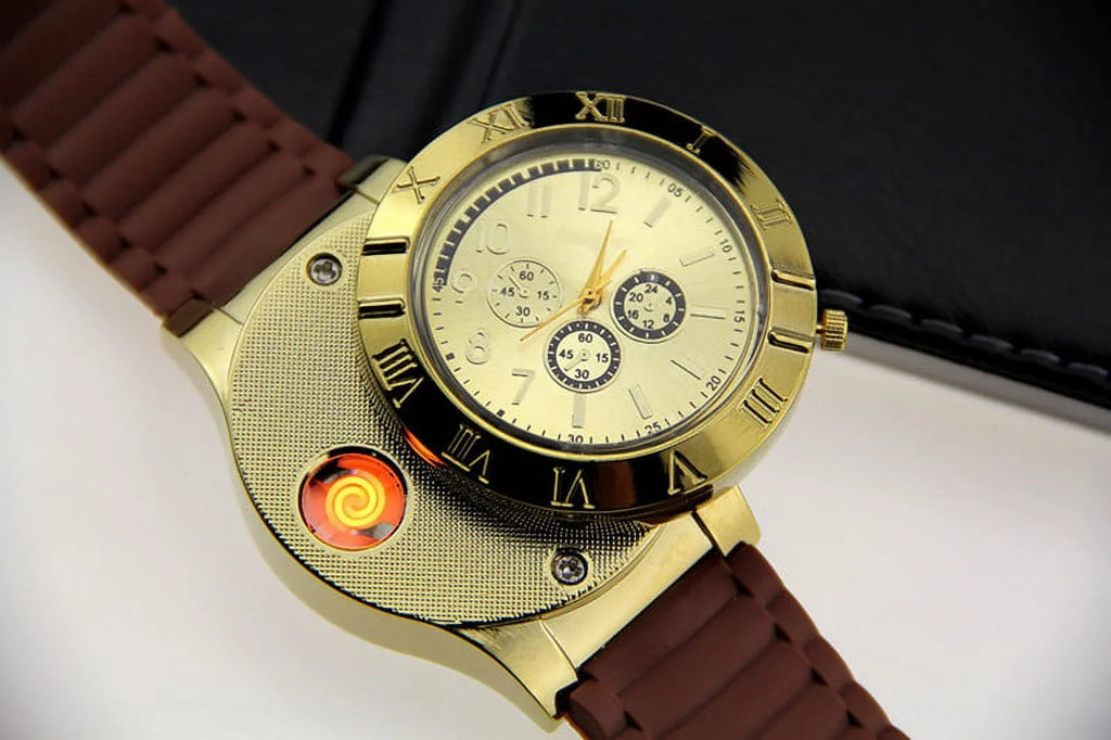 Flameless Strap Watch USB Watch USB Lighter Windproof Outdoor Men's Gift Rubber Rechargeable