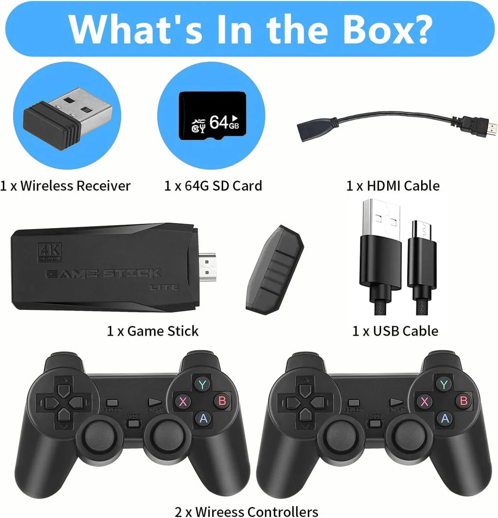Emulators, Plug - Controller Classic 2.4GHz Retro Play(64G) and Wireless TV Output, Retro and Game 20,000+ for Stick with Games, Built-in Game 4K Games HD Console 9 Revisit