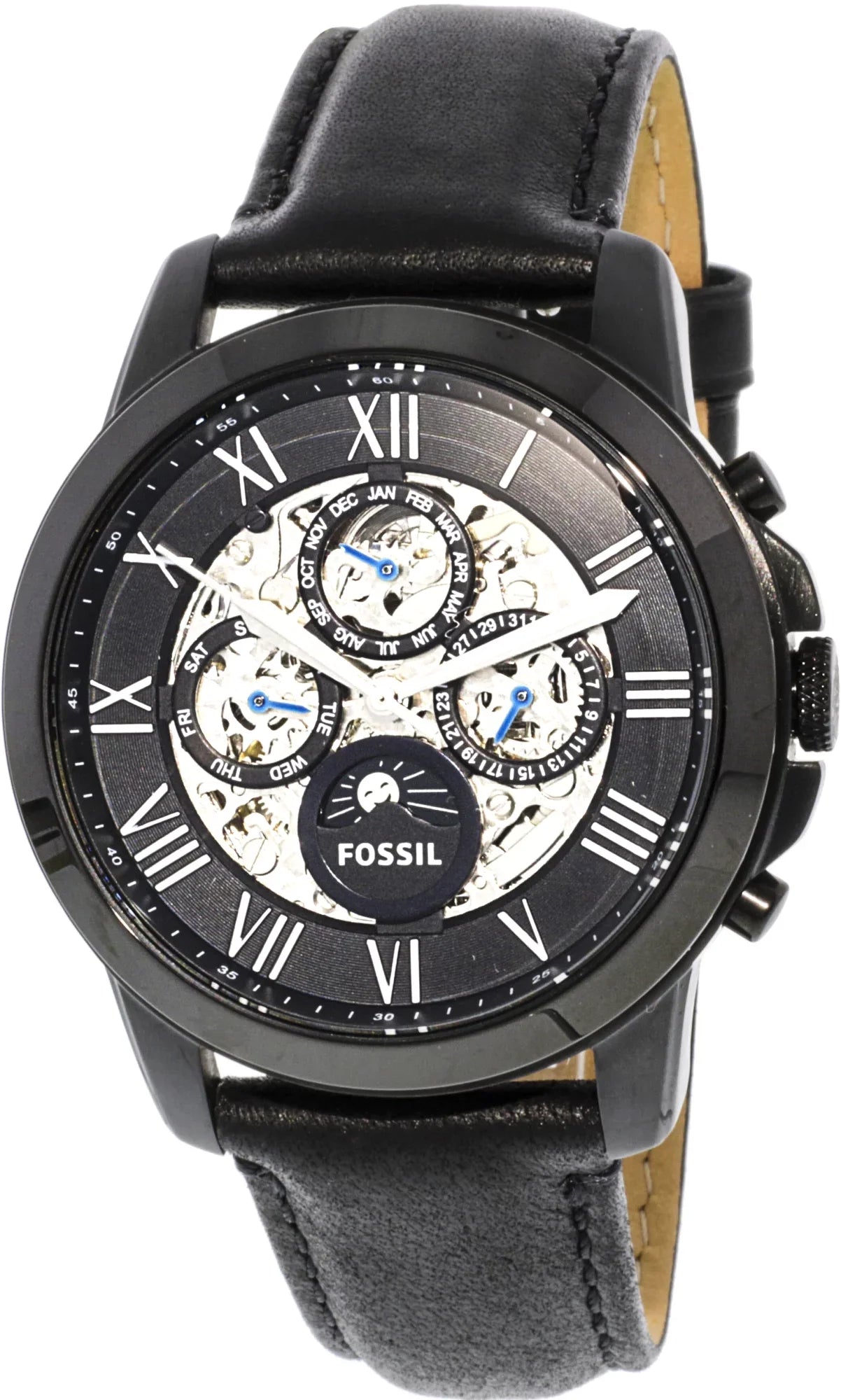Grant Japanese Automatic Leather Black Fossil Men's Fashion ME3028 Watch
