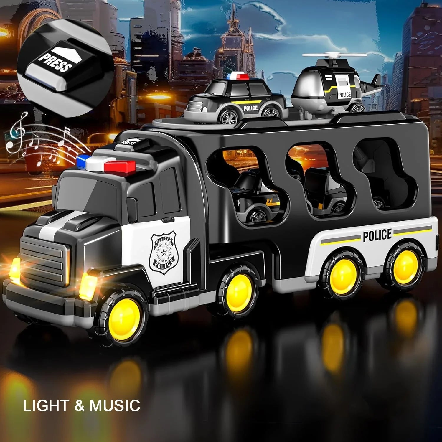 Toddler Car Car Toys 4 Age 3 for Play with Boys Construction PayUSD 6 1 Kids in 5 Construction & for 5 Playset Old Police Year Gifts Toddlers 3-5 Accesoories, Boys Birthday Truck Trucks Mat Girls