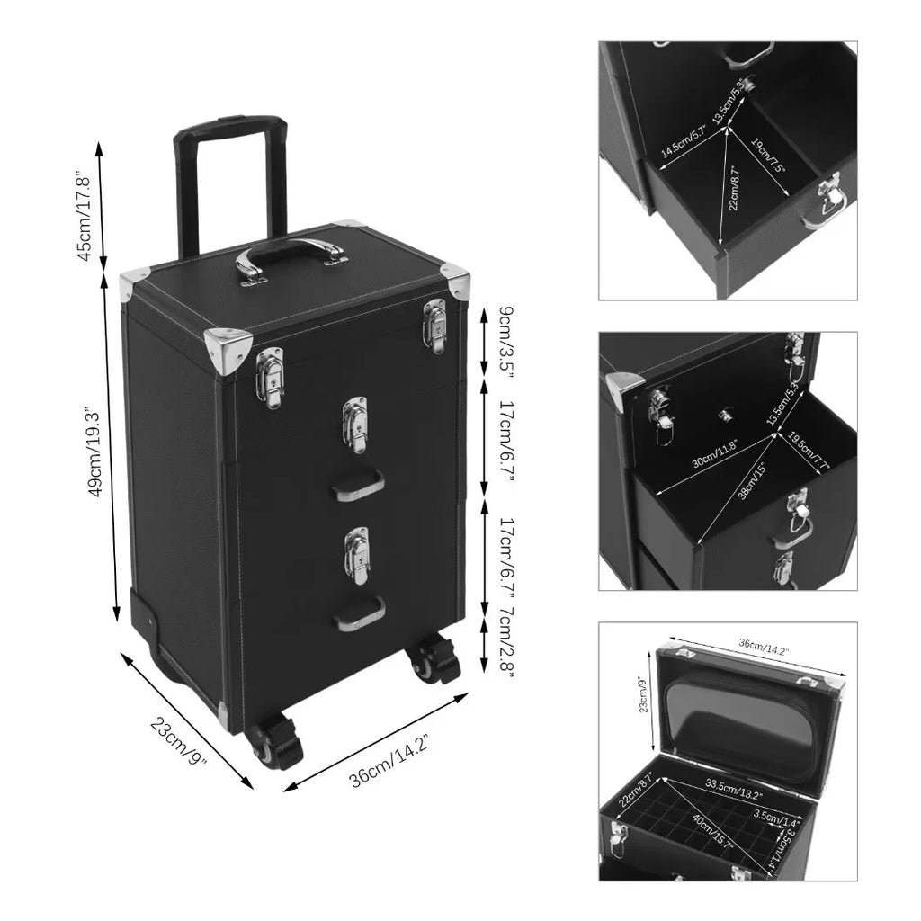 Case TFCFL Tiers Nail Organizer Train Rolling Makeup Makeup Polish Case Wheels 3 4 Trolley