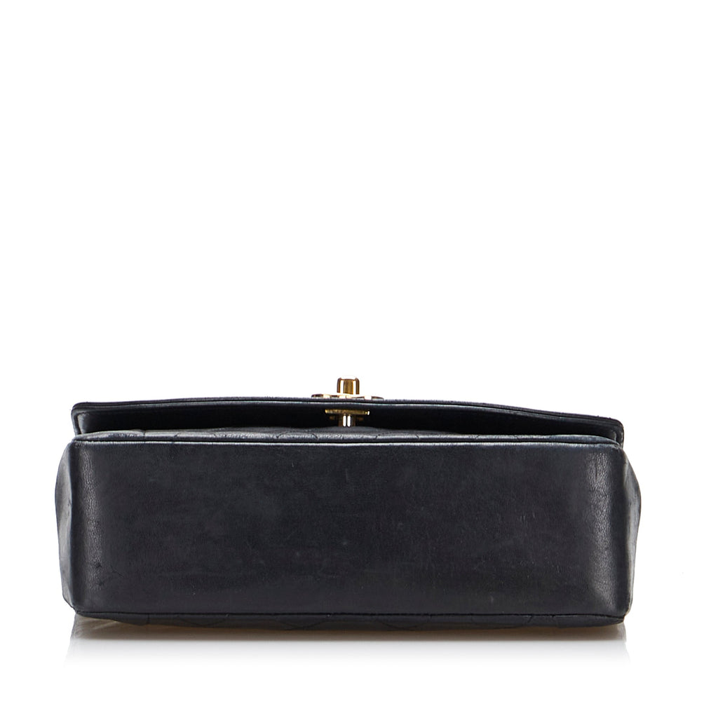 Pre-Owned Lambskin Unisex Authenticated Flap Chanel Diana Crossbody Small (Good) Black Leather Bag
