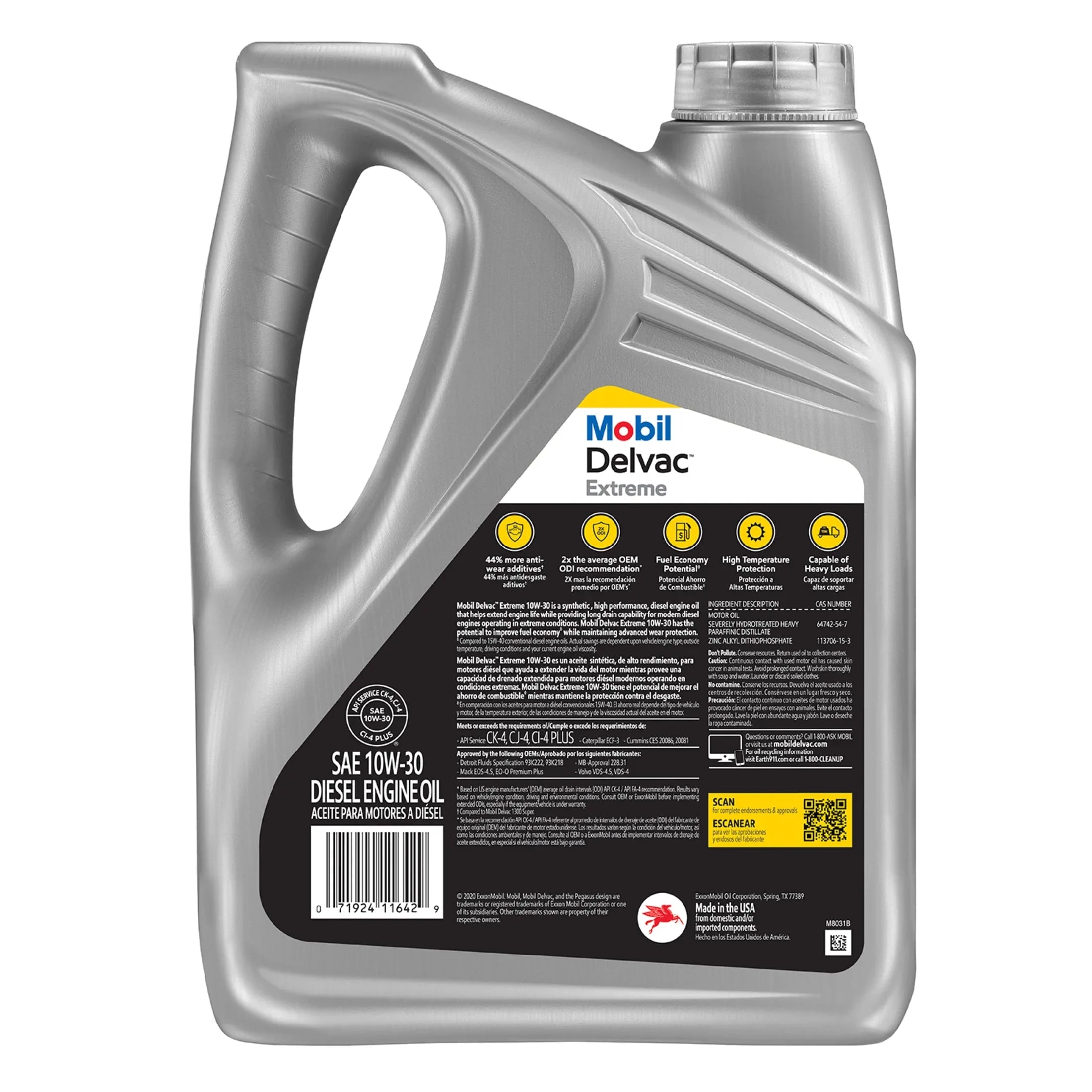 Gal 1 10W-30, Mobil Heavy Diesel Full Synthetic Extreme Delvac Duty Engine Oil
