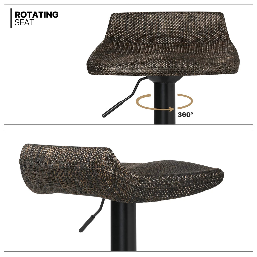 Swivel, Dining Stools 2 for MoNiBloom Set of Height with Kitchen Footrest Room Counter Adjustable Metal Bar Outdoor, Indoor Brown
