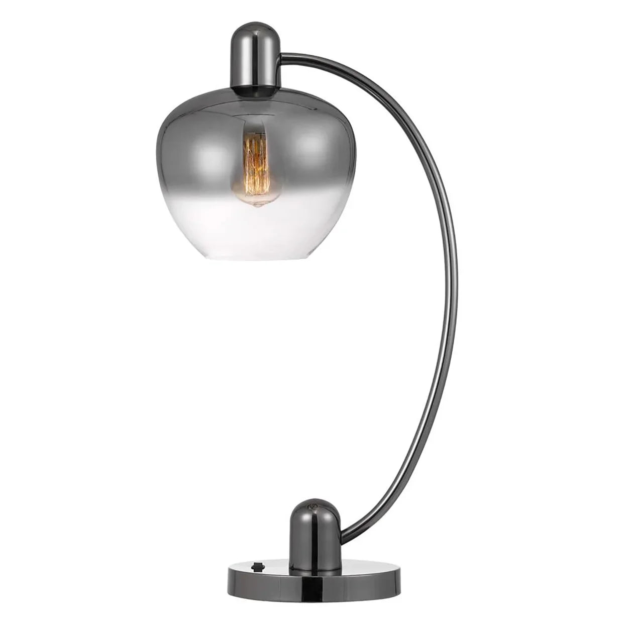 Rocker Table Switch Lamp With Metal Smoked Off 40W Shade On Brookline Arc Electoral And Plated Glass