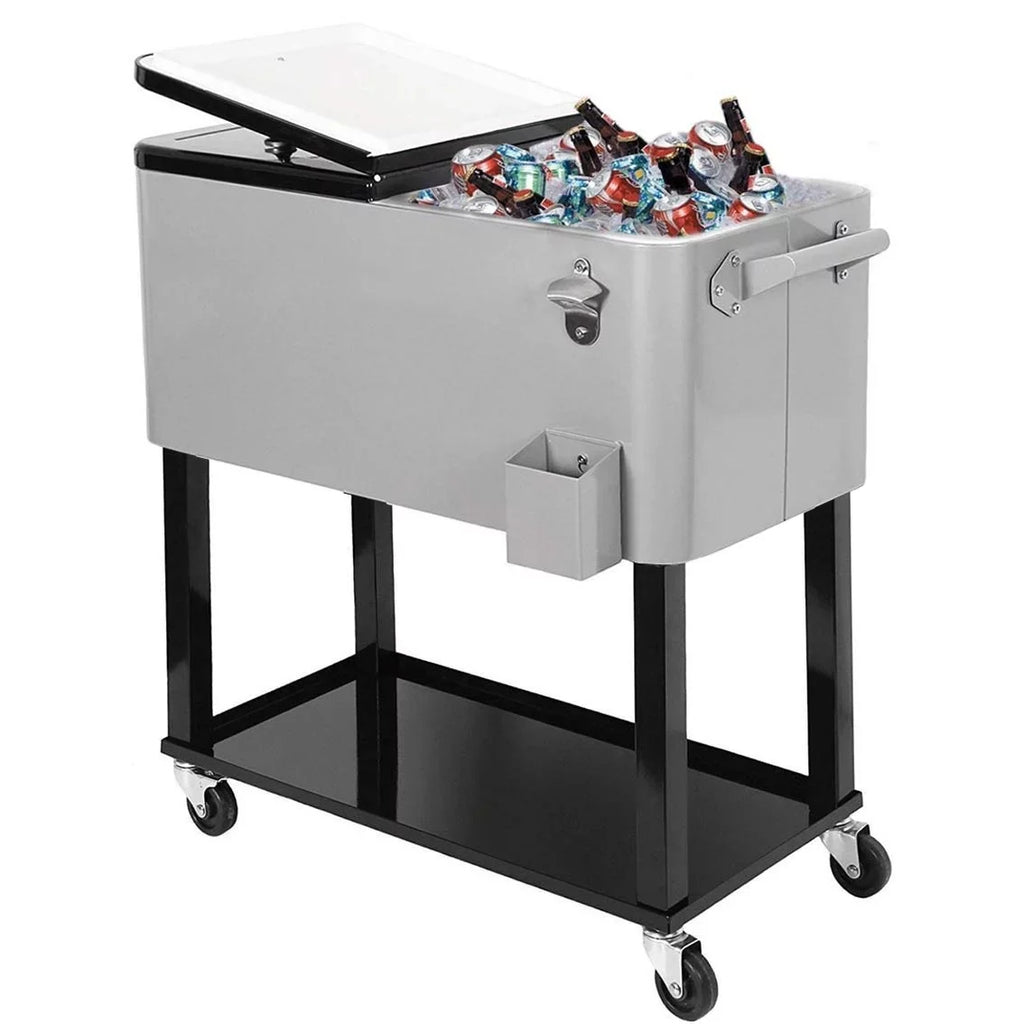 Outdoor Bar Chest Home for 80 Grey Patio Quart Ice Cooler Qt Aesthetics Rolling Beverage
