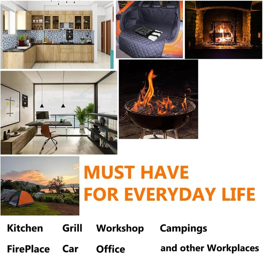 Survival Fire Flame Blanket Protection Kit Store Safety Camping Blanket School 59"x59" Car Blanket Office | Emergency Home Fire SAFECASTLE & Pack Kitchen Easy Retardant to for Grill Extinguisher 2