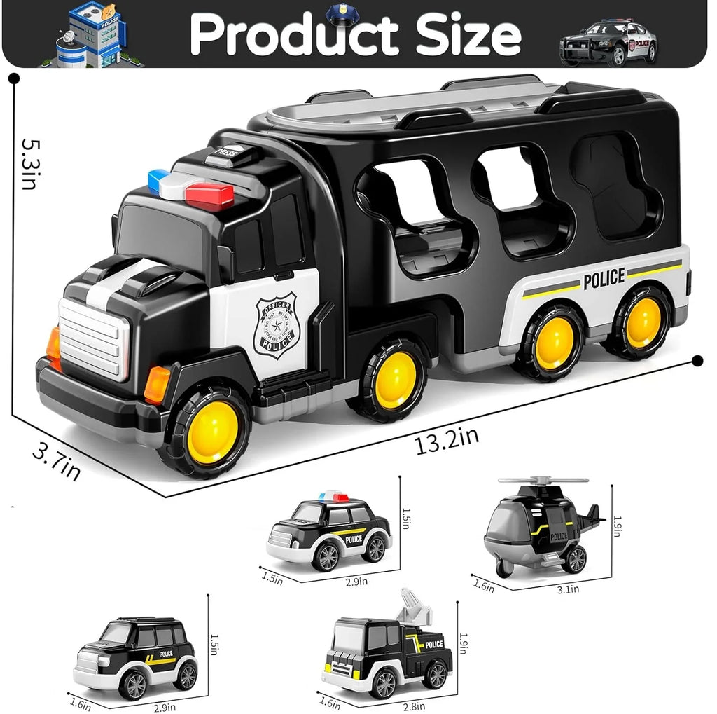 Toddler Car Car Toys 4 Age 3 for Play with Boys Construction PayUSD 6 1 Kids in 5 Construction & for 5 Playset Old Police Year Gifts Toddlers 3-5 Accesoories, Boys Birthday Truck Trucks Mat Girls