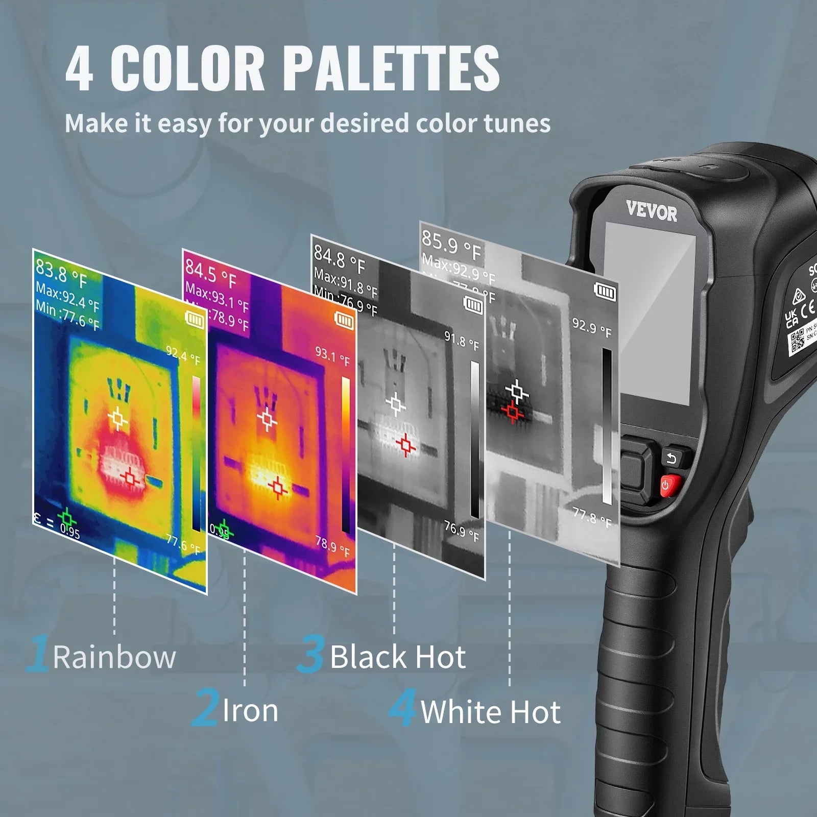 Infrared and Built-in Battery SD 20Hz 240x180 IR Camera, -4℉~662℉ Imaging Li-ion VEVOR Thermal Card, with Rechargeable Rate (43200 16G Temperature Refresh Range, Pixels), Camera Resolution