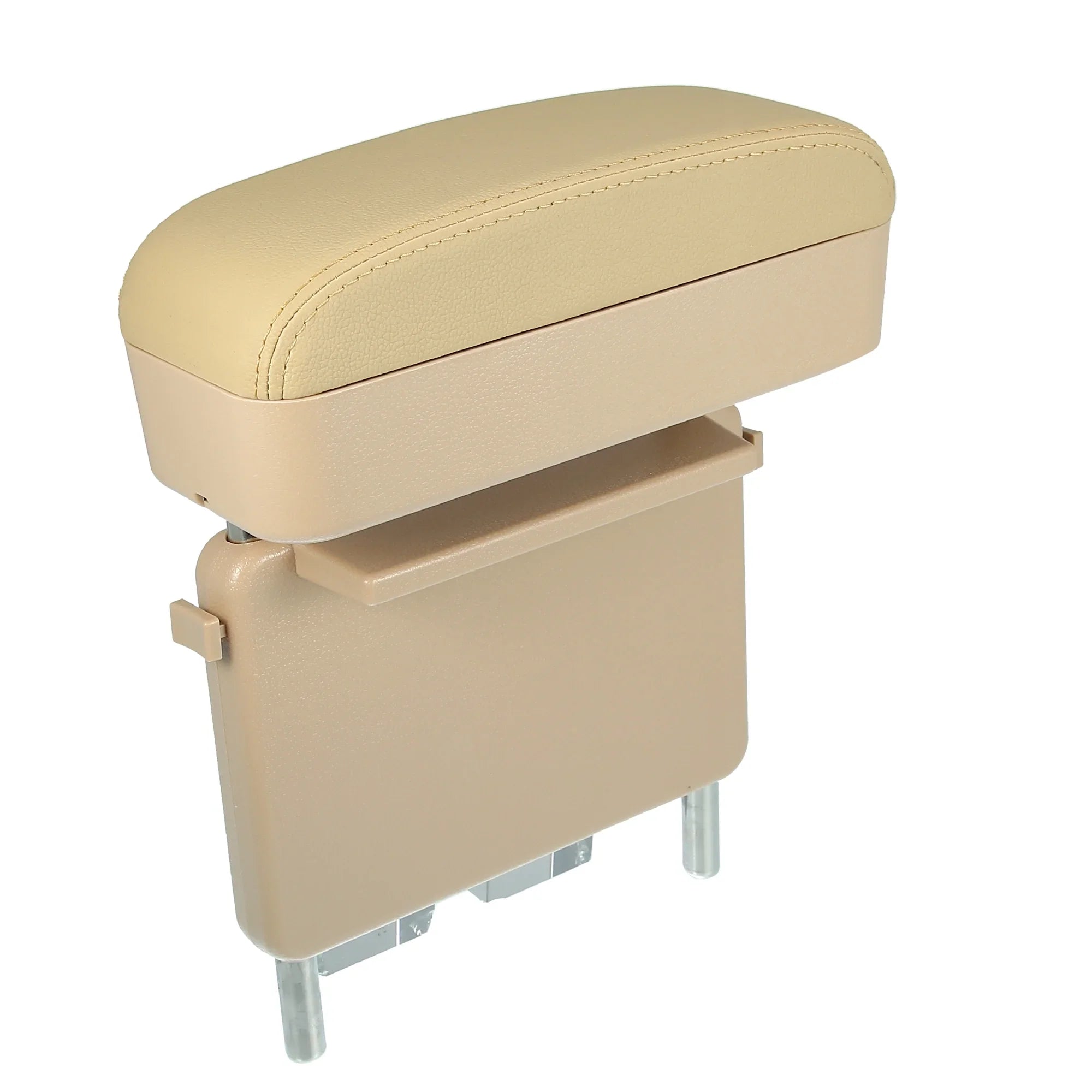 PU Beige Organizer Box Armrest Gap Car Center Extender Armrest Leather Seat Adjustable Armrest Storage Box