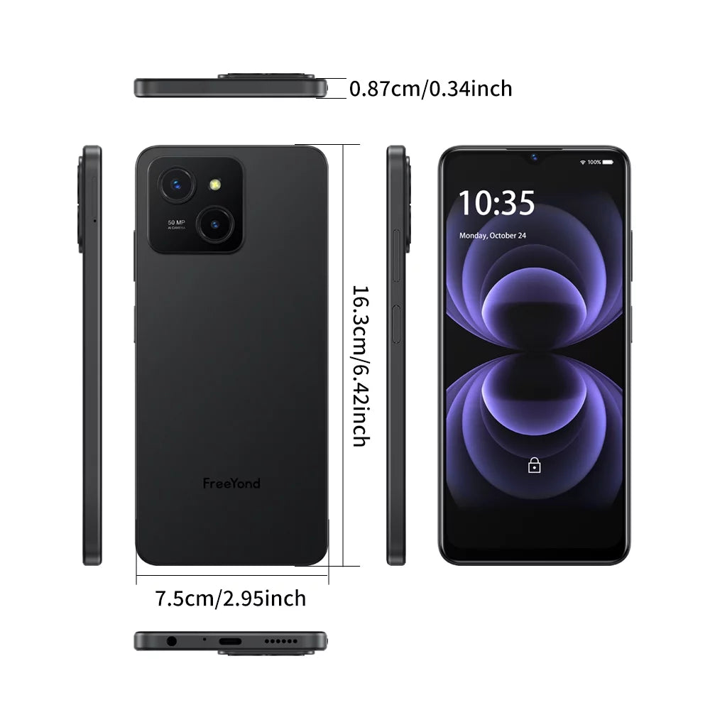Unlocked 4G Slots, 5000mAh, 256GB ROM RAM Extended 6.6'' 13 To & 2TB ROM Phones, 3-Card RAM FreeYond SIM, M5A Phones & Phone, 8GB Android Unlocked Dual SIM-Free Smart 16GB Mobile And Up