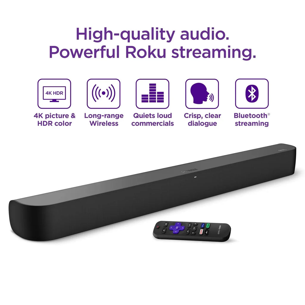 Smart Media 4K built-in onn Roku Player Soundbar Streaming with
