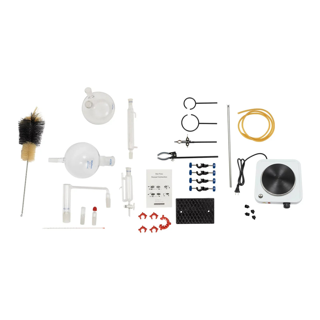 Miumaeov Purifier Stove Essential Essential + Hot Lab 2000ML Apparatus with Separator Glass Distillation Oil Water + Distillation Distiller Condenser Kit Steam Oil