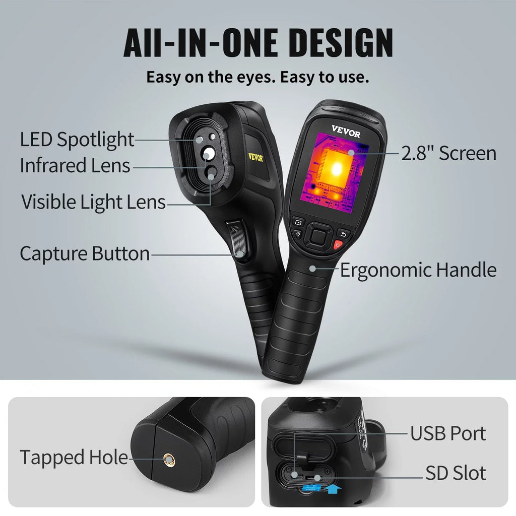 Infrared and Built-in Battery SD 20Hz 240x180 IR Camera, -4℉~662℉ Imaging Li-ion VEVOR Thermal Card, with Rechargeable Rate (43200 16G Temperature Refresh Range, Pixels), Camera Resolution