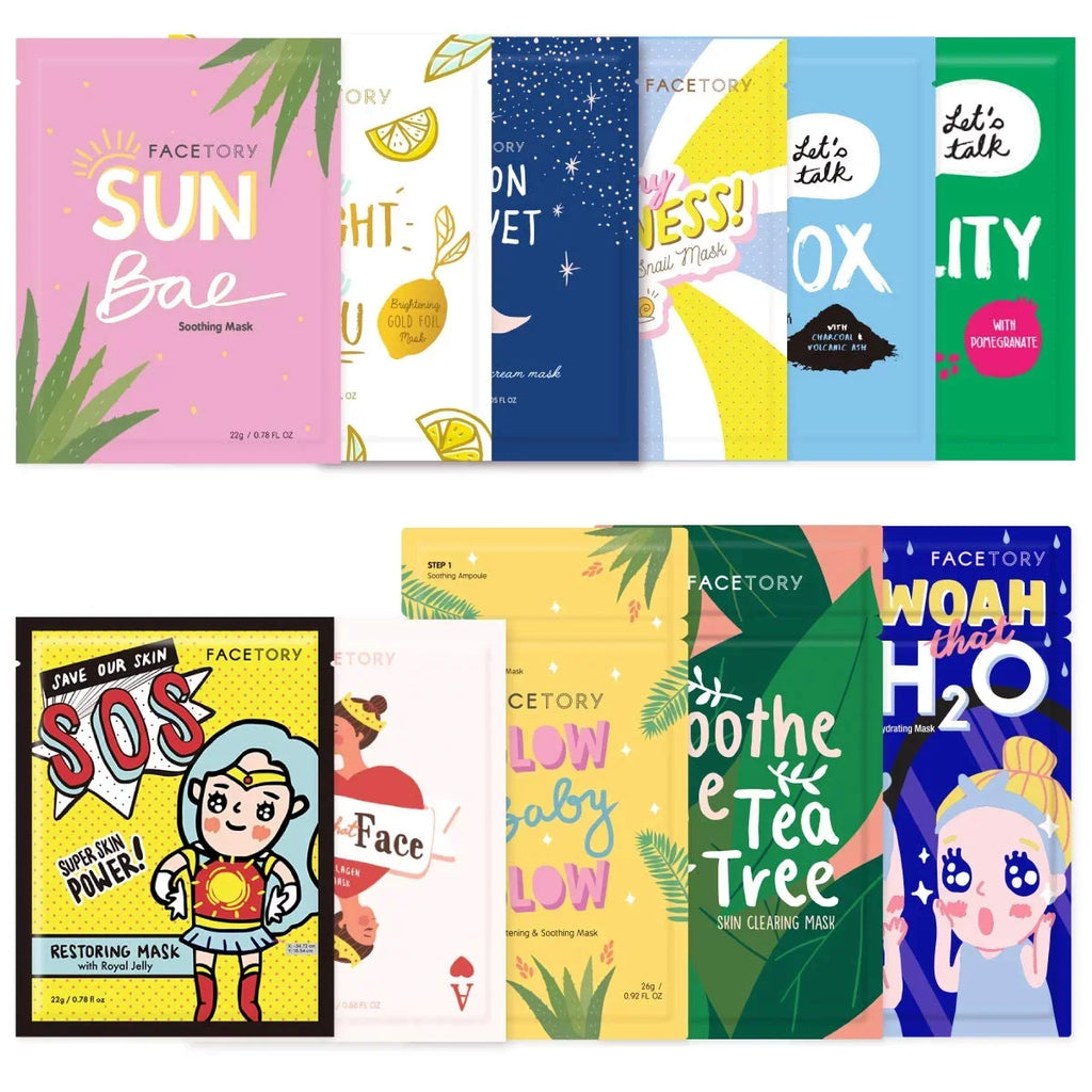 Mask Pack Collection 11 Mask Count Variety 11 - FaceTory Sheet Sheet Facial
