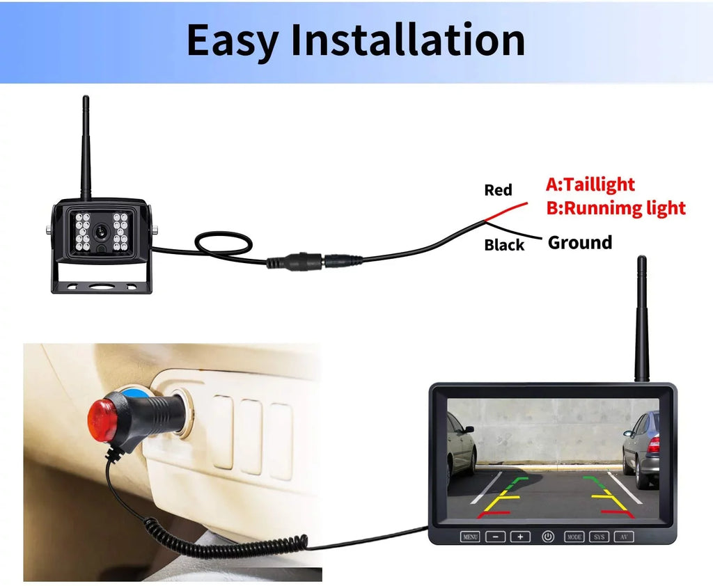 Camera Rear Split Camera Truck with 2 1080P Backup Wireless Trailer Touch System 5th Waterproof Wheel,BW702 View Monitor, HD Side for ZEROXCLUB 7-inch RV IP69 Wireless Dual/Quad DVR View