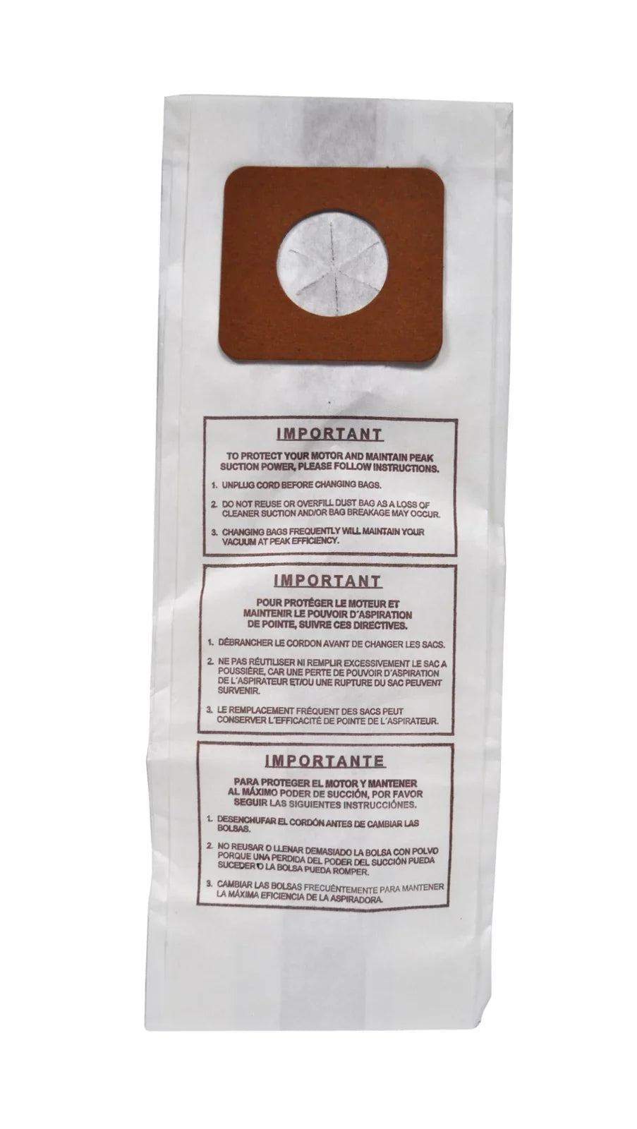 291722B 100 Filtration Vacuum Count Panasonic Standard U Bulk Bags U3 U6