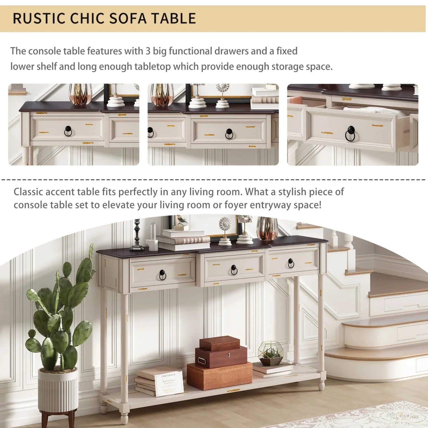 with Entryway for Shelf OLD Table Projecting WF189574AAK) Drawers Sofa Long Table White Console TREXM (Antique SKU Drawers with and