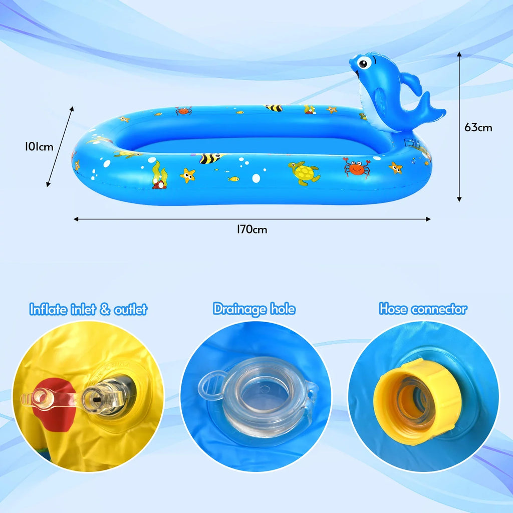 for Inflatable - Durable with Pool Sprinkler Swimming Sprinkler Kiddie Pool Large Summer Backyard Kids, Pool for