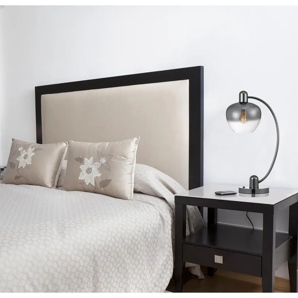 Rocker Table Switch Lamp With Metal Smoked Off 40W Shade On Brookline Arc Electoral And Plated Glass