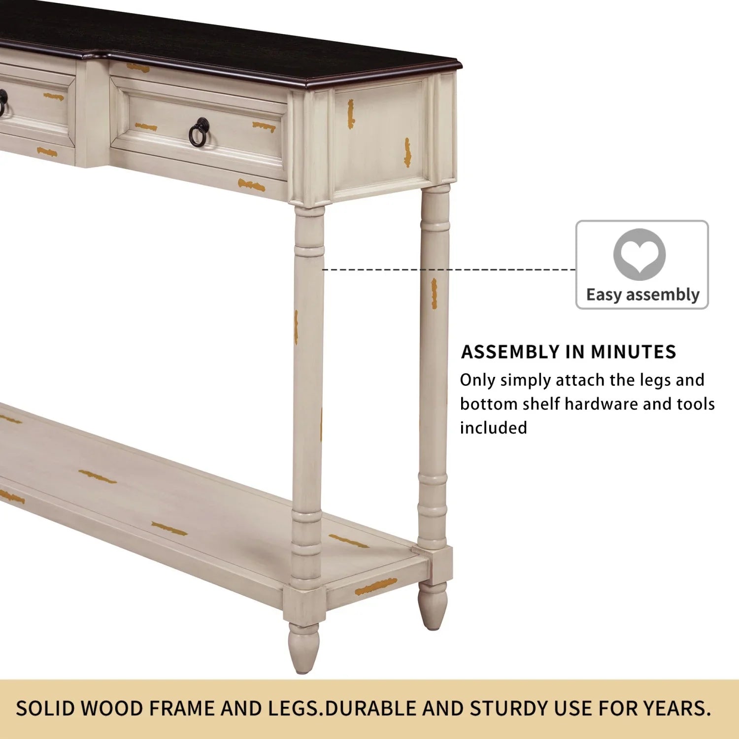 with Entryway for Shelf OLD Table Projecting WF189574AAK) Drawers Sofa Long Table White Console TREXM (Antique SKU Drawers with and