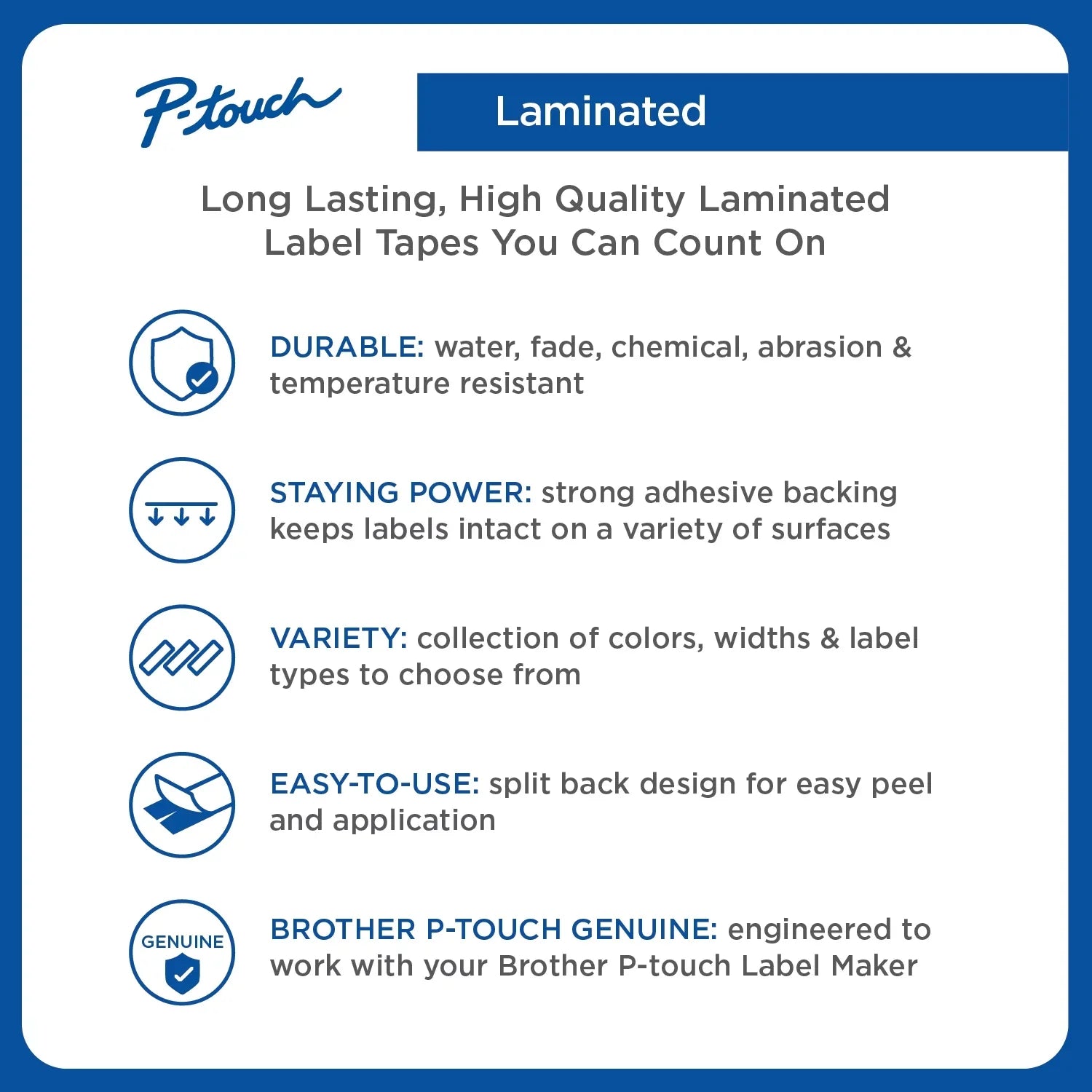 Tze on Labeling White, Standard 2/Pack 1/2"w, Tapes, Laminated Adhesive Brother Black P-touch