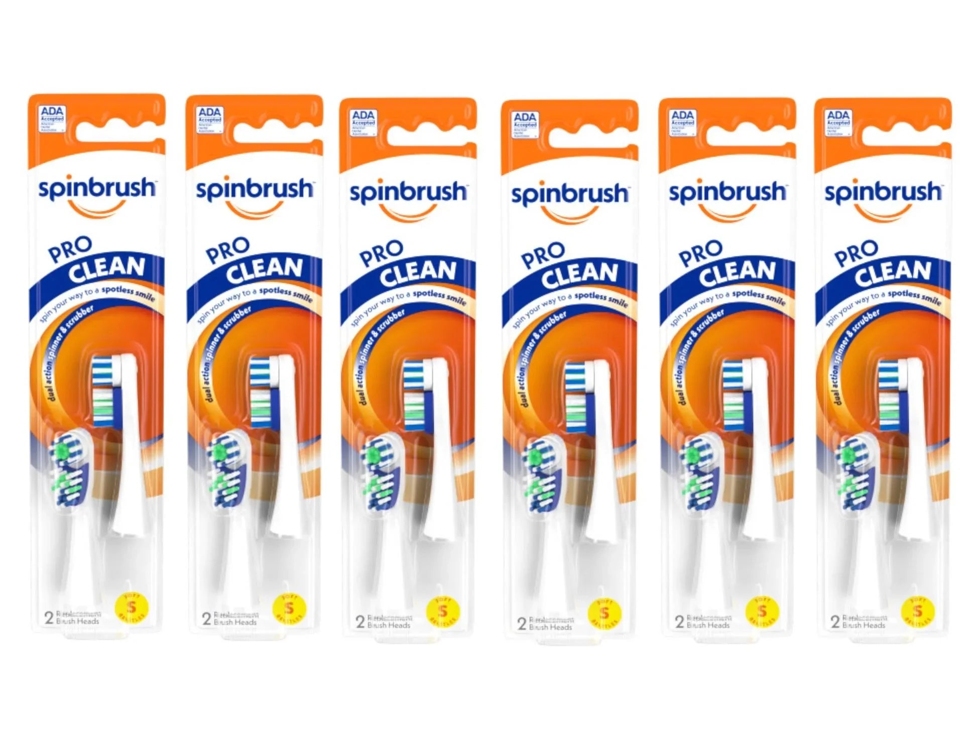 Heads Clean Pack - Brush Soft in Replacement Each & Arm Hammer Spinbrush 2 Pro 6