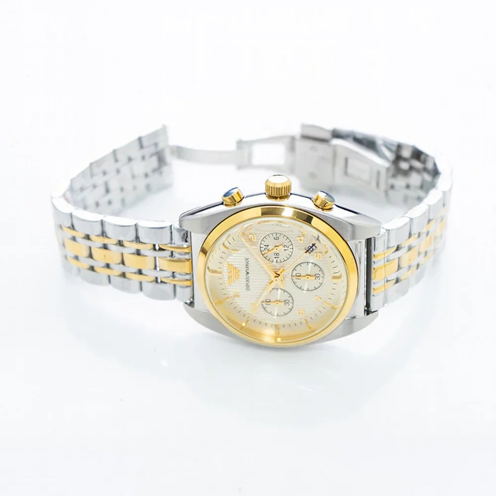 Classic mm Armani Stainless AR0396 Chronograph Watch 43 Emporio Steel