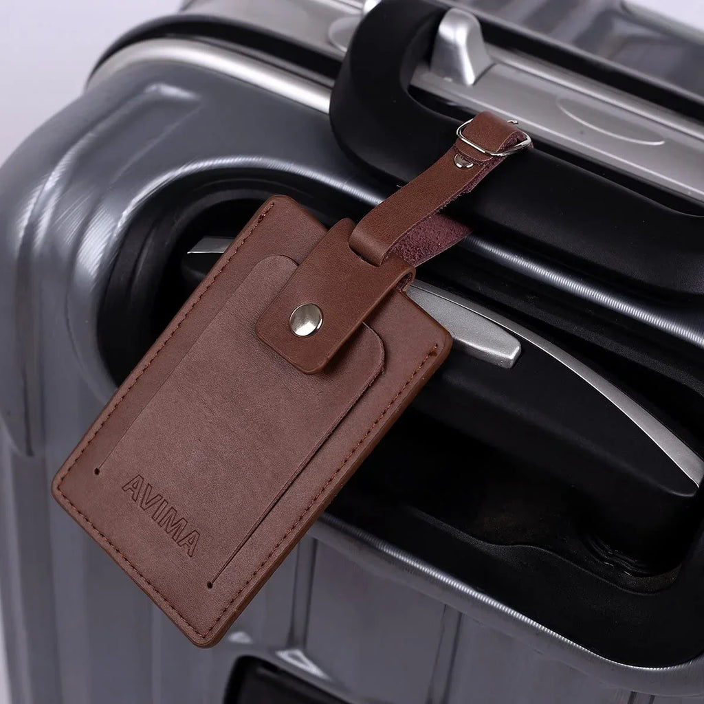 2 With Bag Luggage s (Brown) Premium & Closure Executive Set Snap Luxury Leather Pieces