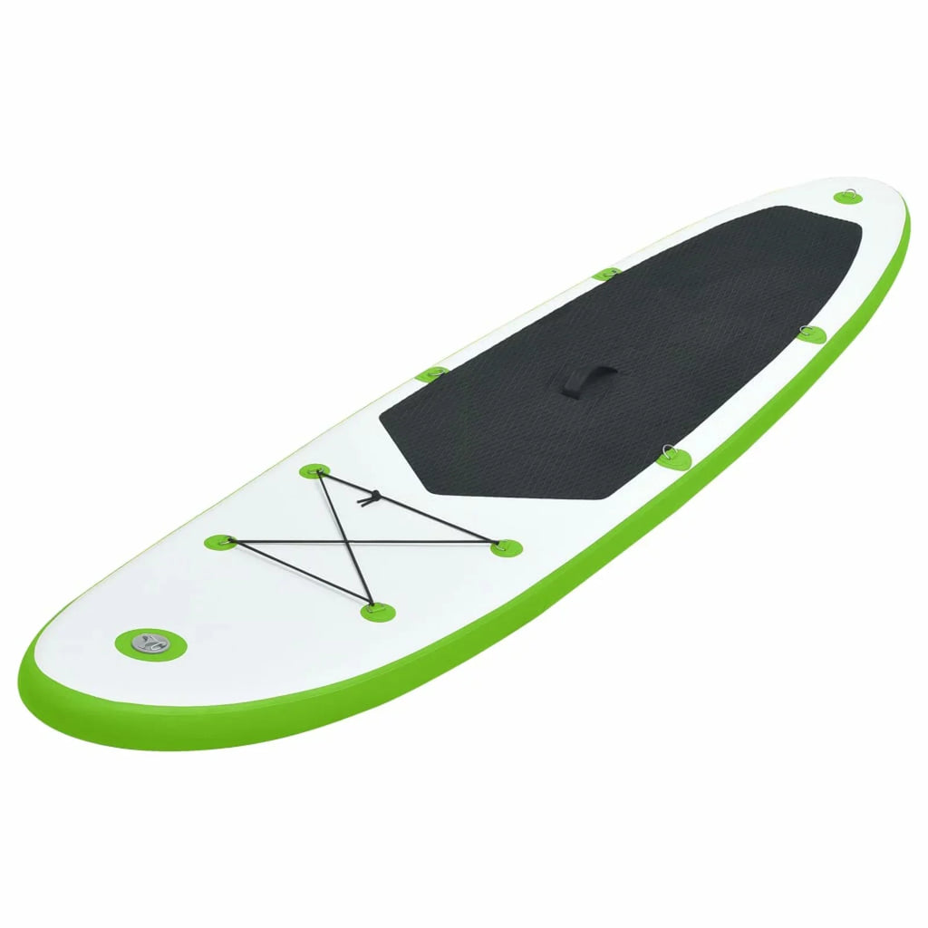 Green Inflatable and Walmeck White Paddleboard Set