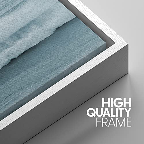 Room, Chic Set for Art White Nature Wide Surfers Wilderness Waves PixonSign Scenic Modern Wall - Rushing Modern Framed Ocean Living Angle Bedroom, and Office Photography Art 24"x36"x3