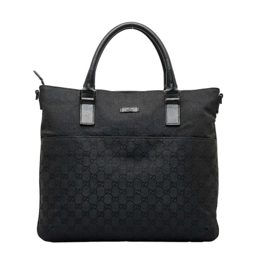 bag 122797 Pre-Owned Gucci leather (Good) GG tote black ladies handbag GUCCI canvas