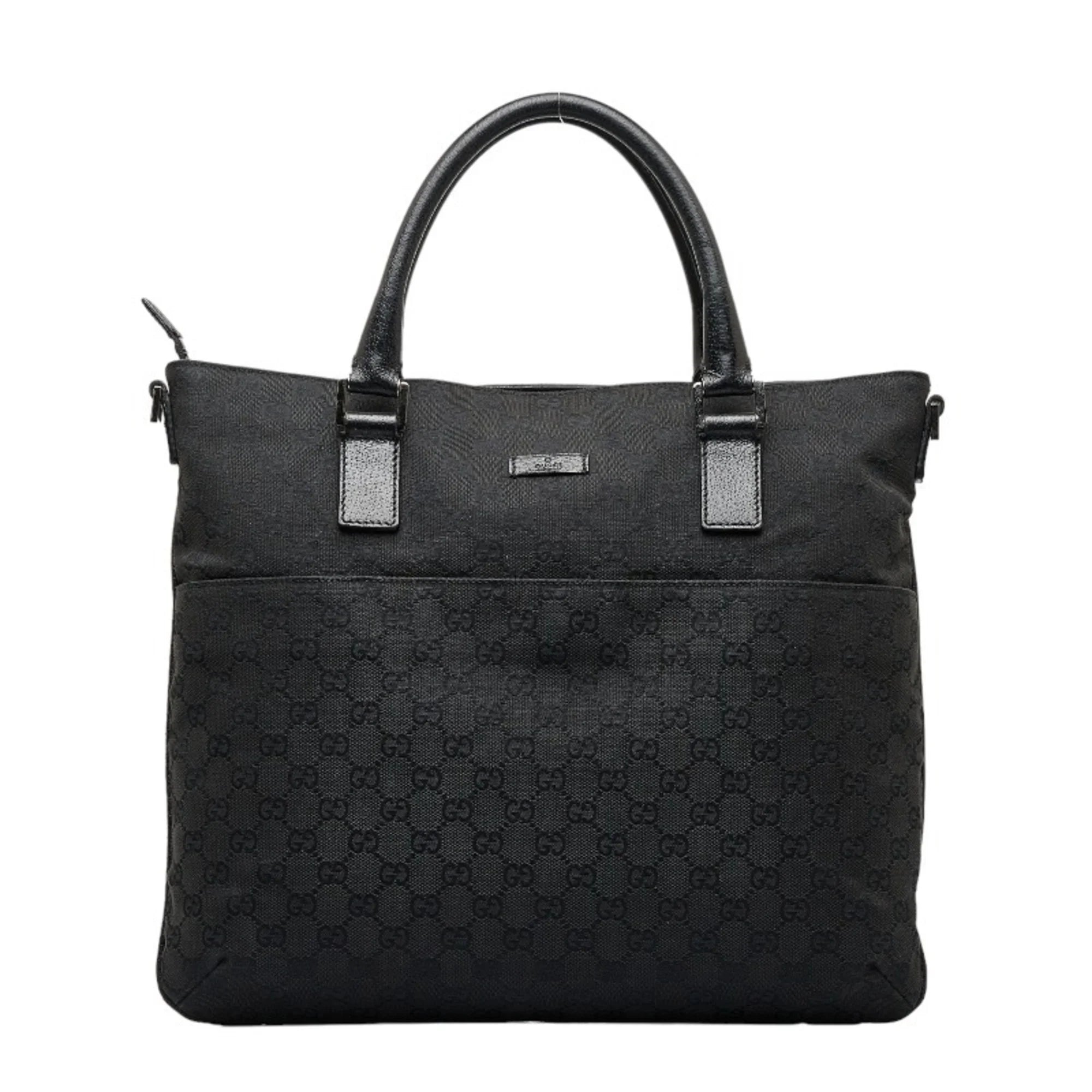 bag 122797 Pre-Owned Gucci leather (Good) GG tote black ladies handbag GUCCI canvas